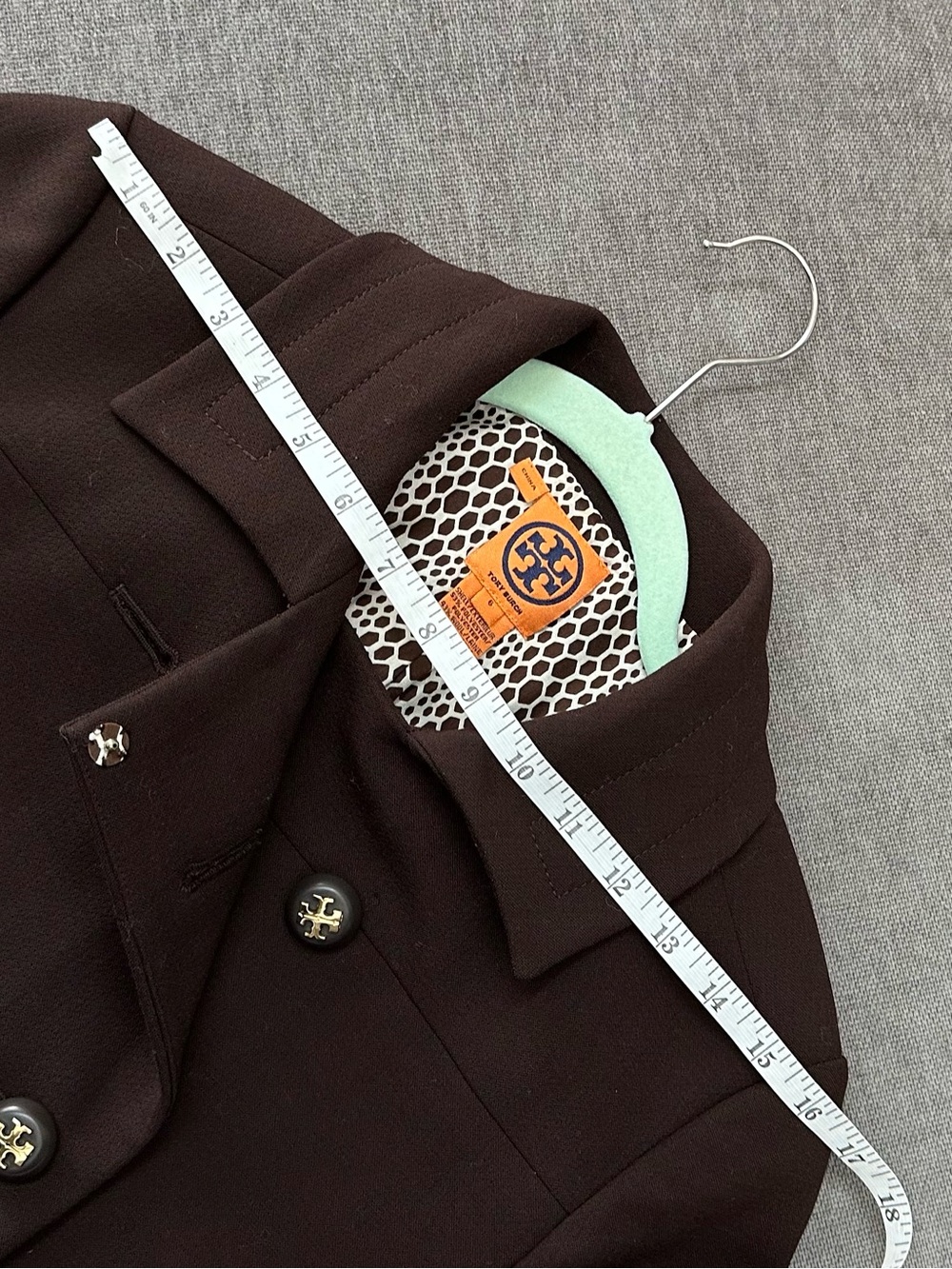 Tory Burch Dark Brown Double-Breasted Wool Blend🧥 - Picture 3 of 13